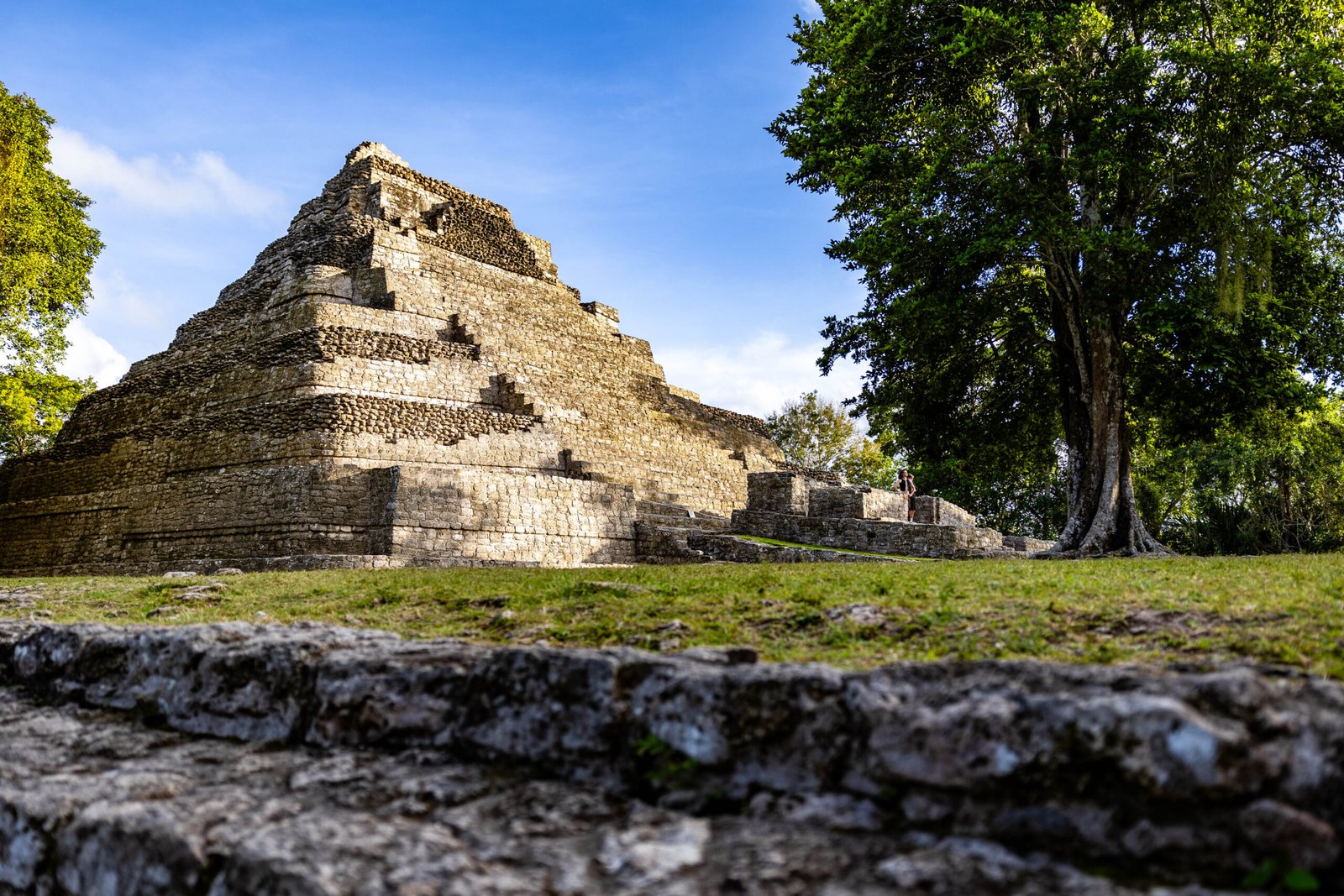 Chacchoben Mayan Ruins surrounded by tropical jungle near Costa Maya