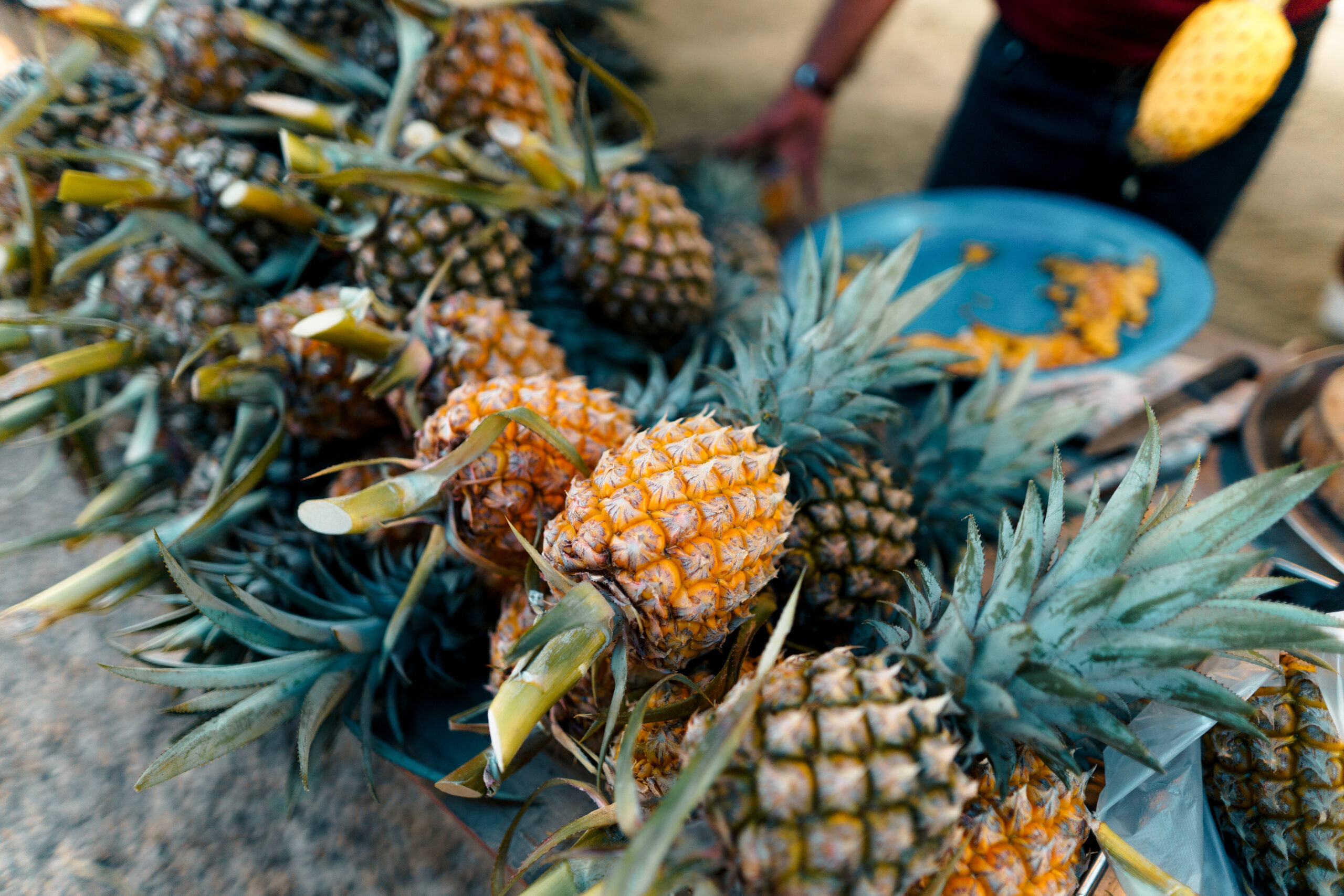 Fresh tropical pineapple in the Mexican Caribbean